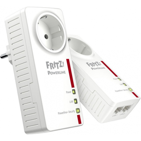 AVM FRITZ!Powerline 1220E - Powerline adapter kit - GigE, HomePlug AV (HPAV) 2.0, IEEE 1901 - wall-pluggable (pack of 2) - 0