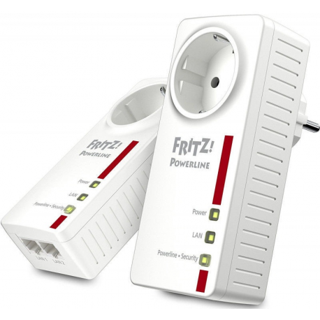 AVM FRITZ!Powerline 1220E - Powerline adapter kit - GigE, HomePlug AV (HPAV) 2.0, IEEE 1901 - wall-pluggable (pack of 2) - 1