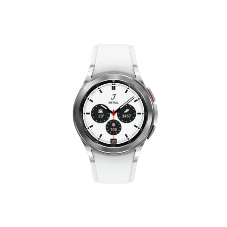 Samsung Galaxy Watch4 Classic - 42 mm - silver - smart watch with ridge sport band - fluoroelastomer - white - display 1.2" - 16 GB - NFC, Wi-Fi, Bluetooth - 46.5 g - 2