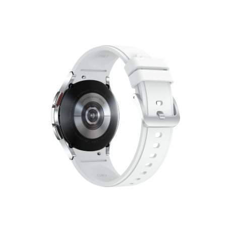 Samsung Galaxy Watch4 Classic - 42 mm - silver - smart watch with ridge sport band - fluoroelastomer - white - display 1.2" - 16 GB - NFC, Wi-Fi, Bluetooth - 46.5 g - 5