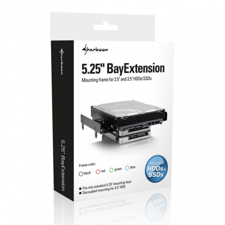 Sharkoon 5.25" BayExtension - Storage bay adapter - 5.25" to 3.5" / 2.5" - black - 5