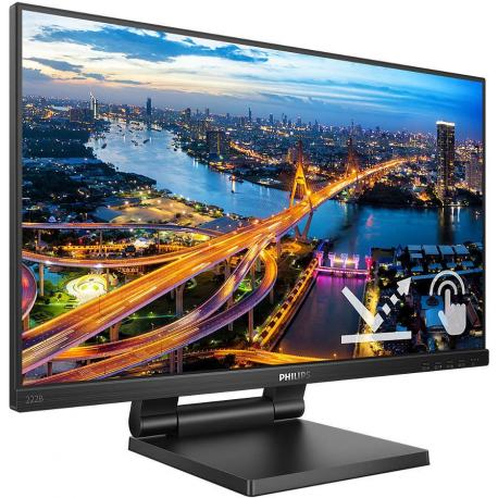 Philips B Line 222B1TC - LED monitor - 22" (21.5" viewable) - touchscreen - 1920 x 1080 Full HD (1080p) @ 75 Hz - IPS - 250 cd / m² - 1000:1 - 4 ms - HDMI, VGA, DisplayPort - speakers - black texture - 7