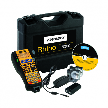 DYMO Rhino 5200 - Hard Case Kit - labelmaker - B / W - Roll (1.9 cm) - cutter - yellow - 0