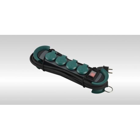 Bachmann HOOK Outdoor - Power strip - output connectors: 4 (4 x power 2-pole) - 4 m cord - green - 1