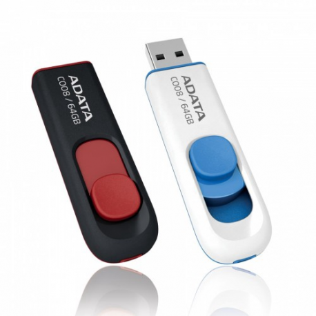 ADATA Classic Series C008 - USB flash drive - 64 GB - USB 2.0 - black, red - 3