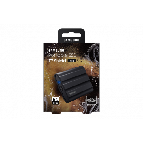 Samsung T7 Shield MU-PE4T0S - SSD - encrypted - 4 TB - external (portable) - USB 3.2 Gen 2 (USB-C connector) - 256-bit AES - black - 15