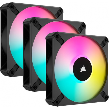 CORSAIR AF ELITE Series AF120 RGB ELITE 120mm Fluid Dynamic RGB Fan with AirGuide Triple Pack with Lighting Node CORE
