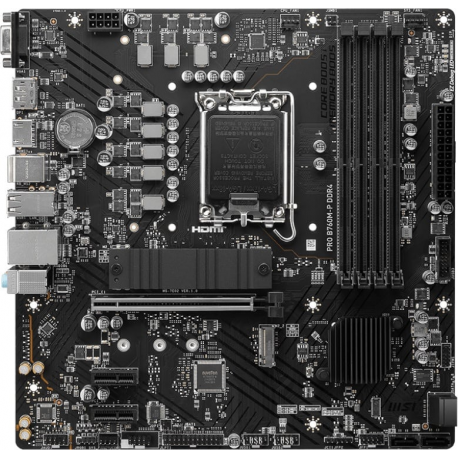 MSI PRO B760M-P DDR4 - Motherboard - micro ATX - LGA1700 Socket - B760 Chipset - USB 3.2 Gen 1, USB-C 3.2 Gen2 - Gigabit LAN - onboard graphics (CPU required) - HD Audio (8-channel) - 0