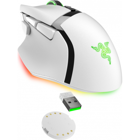 Razer Basilisk V3 pro - Mouse - ergonomic - right-handed - optical - 11 buttons - wireless, wired - Bluetooth, 2.4 GHz - USB wireless receiver - white - 1