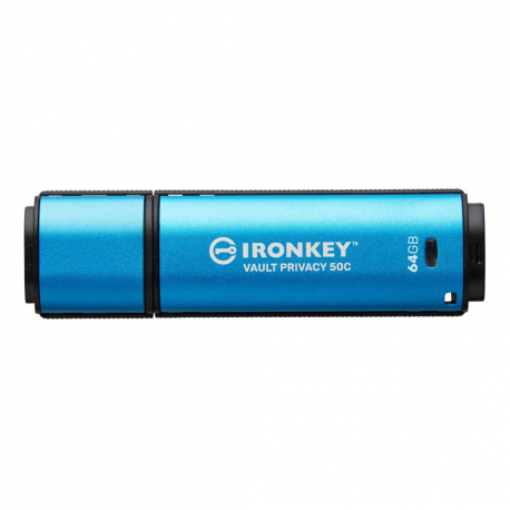 Kingston IronKey Vault Privacy 50C - USB flash drive - encrypted - 64 GB - USB-C 3.2 Gen 1 - TAA Compliant - 0