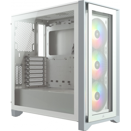 Corsair Tempered Glass Mid-Tower ATX Case iCUE 4000X RGB Side window, Mid-Tower, White, Power supply included No, Steel, Temper