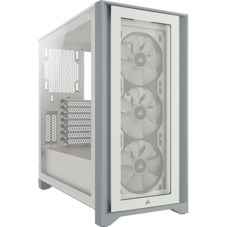Corsair Tempered Glass Mid-Tower ATX Case iCUE 4000X RGB Side window, Mid-Tower, White, Power supply included No, Steel, Temper
