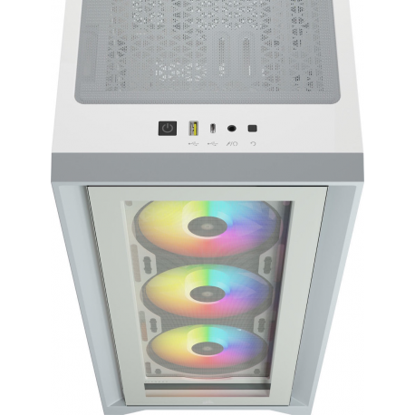 Corsair Tempered Glass Mid-Tower ATX Case iCUE 4000X RGB Side window, Mid-Tower, White, Power supply included No, Steel, Temper