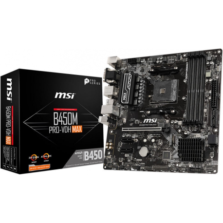 Mainboard|MSI|AMD B450|SAM4|MicroATX|2xPCI-Express 2.0 1x|1xPCI-Express 3.0 16x|1xM.2|Memory DDR4|Memory slots 4|1x15pin D-sub|1