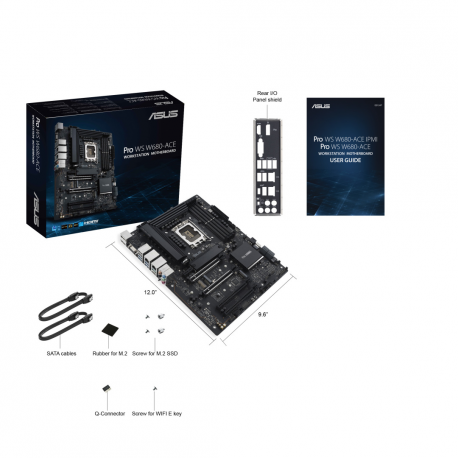 ASUS Pro WS W680-ACE - Motherboard - ATX - LGA1700 Socket - W680 Chipset - USB 3.2 Gen 1, USB 3.2 Gen 2, USB-C 3.2 Gen2, USB-C 3.2 Gen 2x2 - 2 x 2.5 Gigabit LAN - onboard graphics (CPU required) - HD Audio (8-channel) - 17