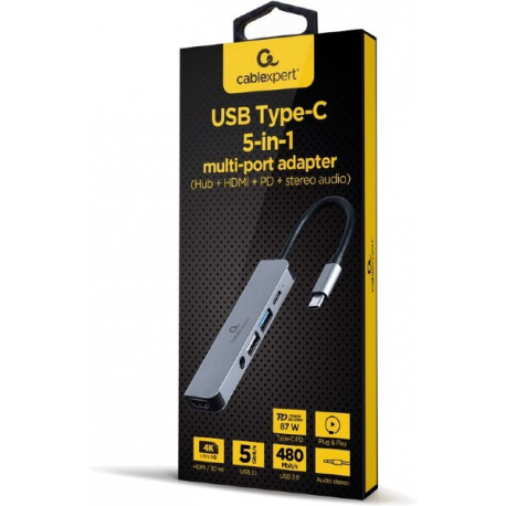 Cablexpert A-CM-COMBO5-02 - Docking station - USB-C 3.1 - HDMI - GigE - 1