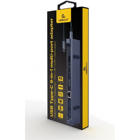 Cablexpert A-CM-COMBO9-02 - Docking station - USB-C 3.1 - VGA, HDMI - GigE - 5