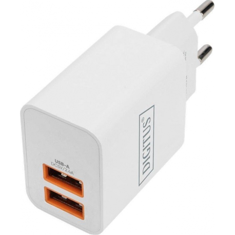 Digitus - Power adapter - 15.5 Watt - 3.1 A - PD 3.0 (2 x USB) - white - 0