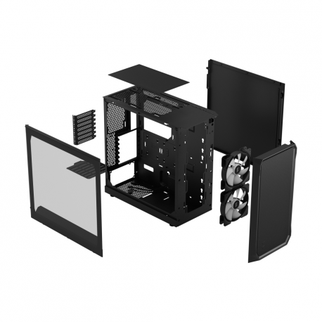 Fractal Design Focus 2 RGB - Tower - ATX - windowed side panel (tempered glass) - no power supply (ATX) - black TG clear tint - USB/Audio - 20