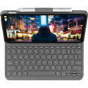 Logitech Slim Folio - Keyboard and folio case - wireless - Bluetooth LE - QWERTY - English - oxford grey