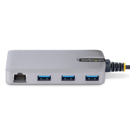 StarTech.com 3-Port USB Hub with Ethernet, 3x USB-A Ports, Gigabit Ethernet RJ45, USB 3.0 5Gbps, Bus-Powered, USB Hub w /  GbE and 1ft / 30cm Long Cable, Portable Laptop USB Hub - USB Expansion Hub w /  Ethernet Adapter (5G3AGBB-USB-A-HUB) - Hub - 3 x USB 3.2 Gen 1 + 1 x micro-USB + 1 x 10 / 100 / 1000 - desktop - 2