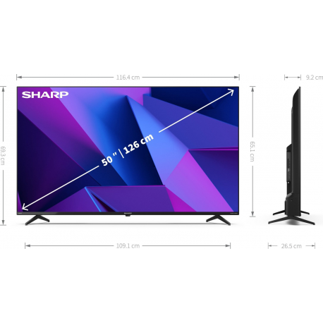 Sharp 65FN2EA 65" (164cm) 4K Ultra HD Smart Android Frameless TV, Dolby Vision, Harman/Kardon Speakers
