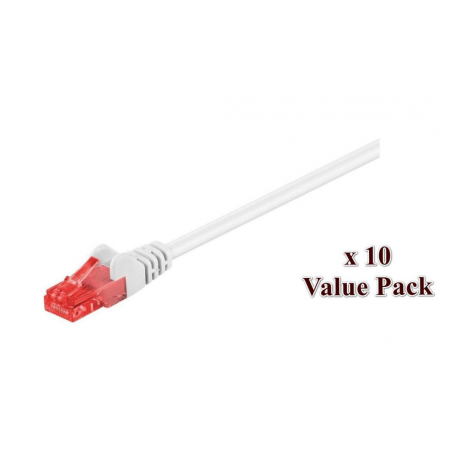 MicroConnect Value Pack - Network cable - RJ-45 (M) to RJ-45 (M) - 10 m - 6 mm - UTP - CAT 6 - round, stranded - white (pack of 10) - 0