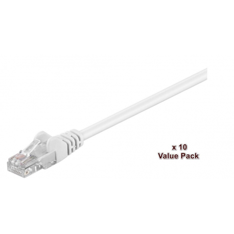 MicroConnect Value Pack - Network cable - RJ-45 (M) to RJ-45 (M) - 1 m - 4.5 mm - UTP - CAT 5e - round, stranded - white (pack of 10) - 0