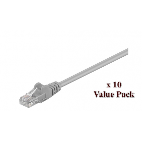 MicroConnect Value Pack - Network cable - RJ-45 (M) to RJ-45 (M) - 5 m - UTP - CAT 5e - stranded - grey (pack of 10) - 0