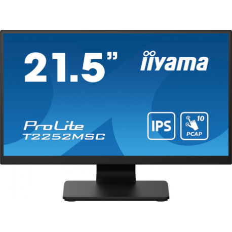 iiyama ProLite T2252MSC-B2 - LED monitor - 22" (21.5" viewable) - touchscreen - 1920 x 1080 Full HD (1080p) @ 60 Hz - IPS - 250 cd / m² - 1000:1 - 5 ms - HDMI, DisplayPort - speakers - black, matte finish - 0