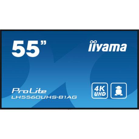 iiyama ProLite LH5560UHS-B1AG - 55" Diagonal Class (54.6" viewable) LED-backlit LCD display - digital signage - with built-in SoC media player - 4K UHD (2160p) 3840 x 2160 - edge-lit - black, matte finish - 0