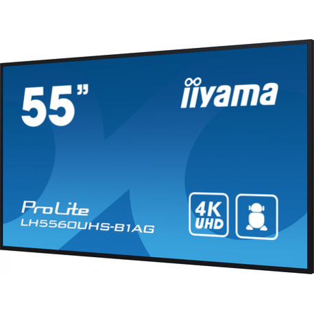 iiyama ProLite LH5560UHS-B1AG - 55" Diagonal Class (54.6" viewable) LED-backlit LCD display - digital signage - with built-in SoC media player - 4K UHD (2160p) 3840 x 2160 - edge-lit - black, matte finish - 2