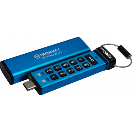 Kingston IronKey Keypad 200C - USB flash drive - encrypted - 128 GB - USB-C 3.2 Gen 1 - 0
