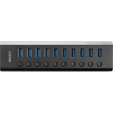 Lindy - Hub - with on / off switches - 10 x SuperSpeed USB 3.0 - desktop - 2