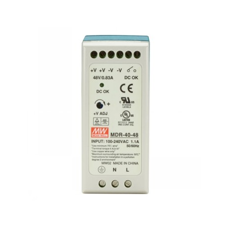 Mean Well MDR-40 series MDR-40-48 - Power supply (DIN rail mountable) - AC 115 / 230 V - 39.8 Watt - 0