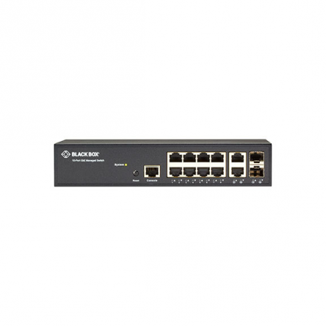 Black Box Gigabit Ethernet Managed Switch - Switch - L2+ - Managed - 10 x 10/100/1000 + 2 x shared Gigabit SFP - desktop, rack-mountable - AC 100 - 240 V - TAA Compliant - 1