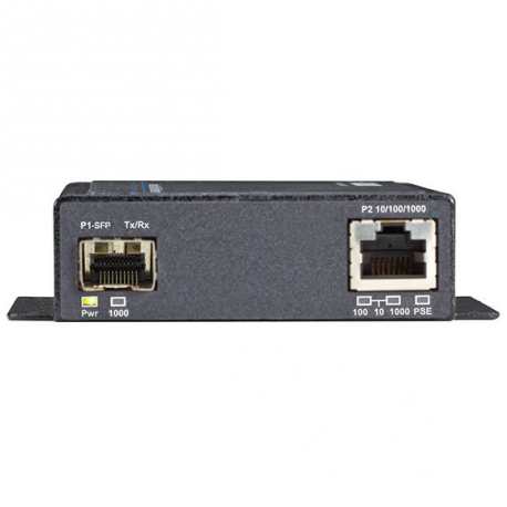 Black Box Industrial PoE Gigabit Ethernet Media Converter - Fibre media converter - GigE - 1000Base-T, 1000Base-X - RJ-45 / SFP (mini-GBIC) - TAA Compliant - 1