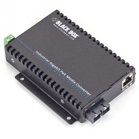 Black Box Industrial PoE Gigabit Ethernet Media Converter - Fibre media converter - GigE - 1000Base-T - RJ-45 / SC multi-mode - up to 550 m - 850 nm - TAA Compliant - 0