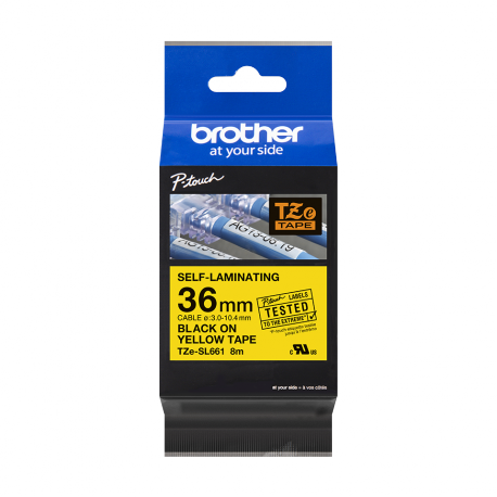 Brother TZe-SL661 - Self-adhesive - black on yellow - Roll (3.6 cm x 8 m) 1 cassette(s) laminated tape - for P-Touch PT-D800W, PT-P900W, PT-P950NW - 5