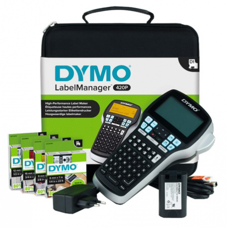 DYMO LabelMANAGER 420P - Labelmaker - B / W - thermal transfer - Roll (1.9 cm) - 180 dpi - USB - cutter - 32