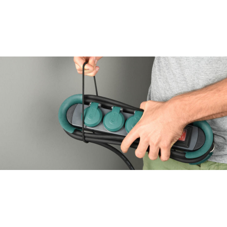 Bachmann HOOK Outdoor - Power strip - output connectors: 4 (4 x power 2-pole) - 4 m cord - green - 12