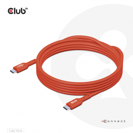 Club 3D - USB cable - 24 pin USB-C (M) to 24 pin USB-C (M) - 48 V - 5 A - 3 m - bi-directional, up to 240W power delivery support, extended power range (EPR) - 3