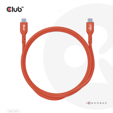 Club 3D - USB cable - 24 pin USB-C (M) to 24 pin USB-C (M) - 48 V - 5 A - 3 m - bi-directional, up to 240W power delivery support, extended power range (EPR) - 4