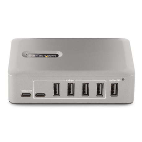 StarTech.com 10-Port USB-C Hub, 8x USB-A + 2x USB-C, Self-Powered w /  65W Power Supply, USB 3.1 10Gbps Hub w /  BC1.2 Charging, Desktop / Laptop USB Hub with 3ft Locking USB-IF Certified Cable - USB Expansion Hub (10G8A2CS-USB-C-HUB) - Hub - 8 x USB 3.2 Gen 2 + 2 x USB-C 3.2 Gen 2 - desktop - 8