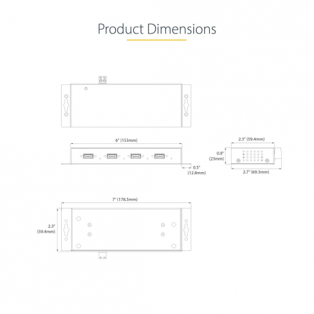 StarTech.com 4-Port Industrial USB 3.0 5Gbps Hub, Rugged USB Hub w / 15kV Air / 8kV Contact ESD and Surge Protection, DIN / Wall / Desk Mountable USB-A Hub, USB Expansion Hub with Locking Ports - Metal Construction (5G4AINDNP-USB-A-HUB) - Hub - industrial - 4 x USB 3.2 Gen 1 - desktop, DIN rail mountable, wall-mountable - 19
