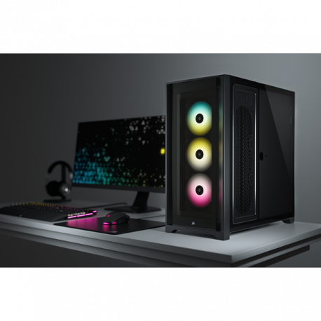 Corsair RGB Computer Case iCUE 5000X Side window, Black, ATX, Power supply included No