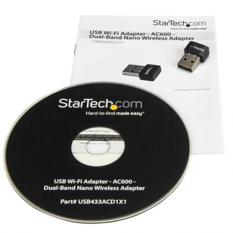 StarTech.com Wireless USB WiFi Adapter - Dual Band AC600 Wireless Dongle - 2.4GHz  /  5GHz - 802.11ac Wi-Fi Laptop Adapter (USB433ACD1X1) - Network adapter - USB 2.0 - 802.11ac - black - 6