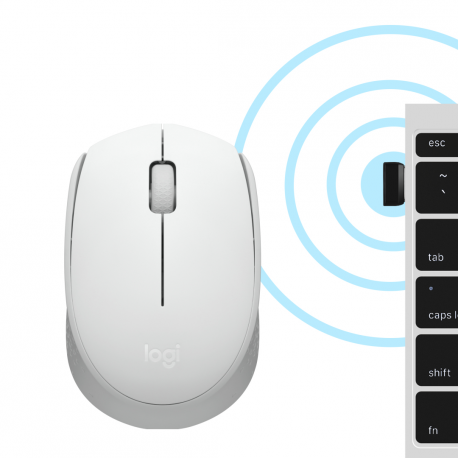 Logitech M171 - Mouse - right and left-handed - optical - 3 buttons - wireless - 2.4 GHz - USB wireless receiver - off-white - 5