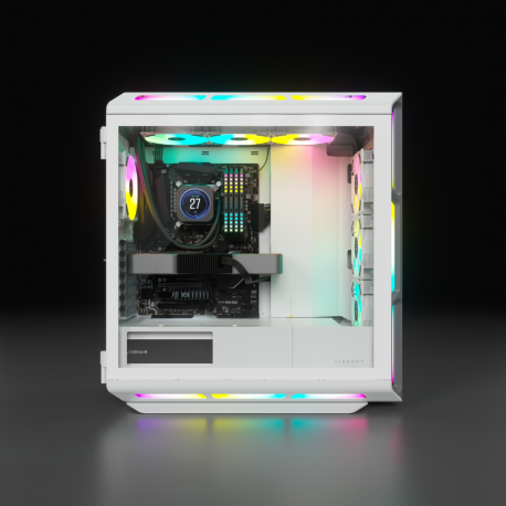 CORSAIR iCUE 5000T RGB - Mid tower - extended ATX - windowed side panel (tempered glass) - no power supply (ATX) - white - USB/Audio - 8