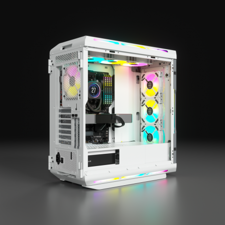 CORSAIR iCUE 5000T RGB - Mid tower - extended ATX - windowed side panel (tempered glass) - no power supply (ATX) - white - USB/Audio - 10